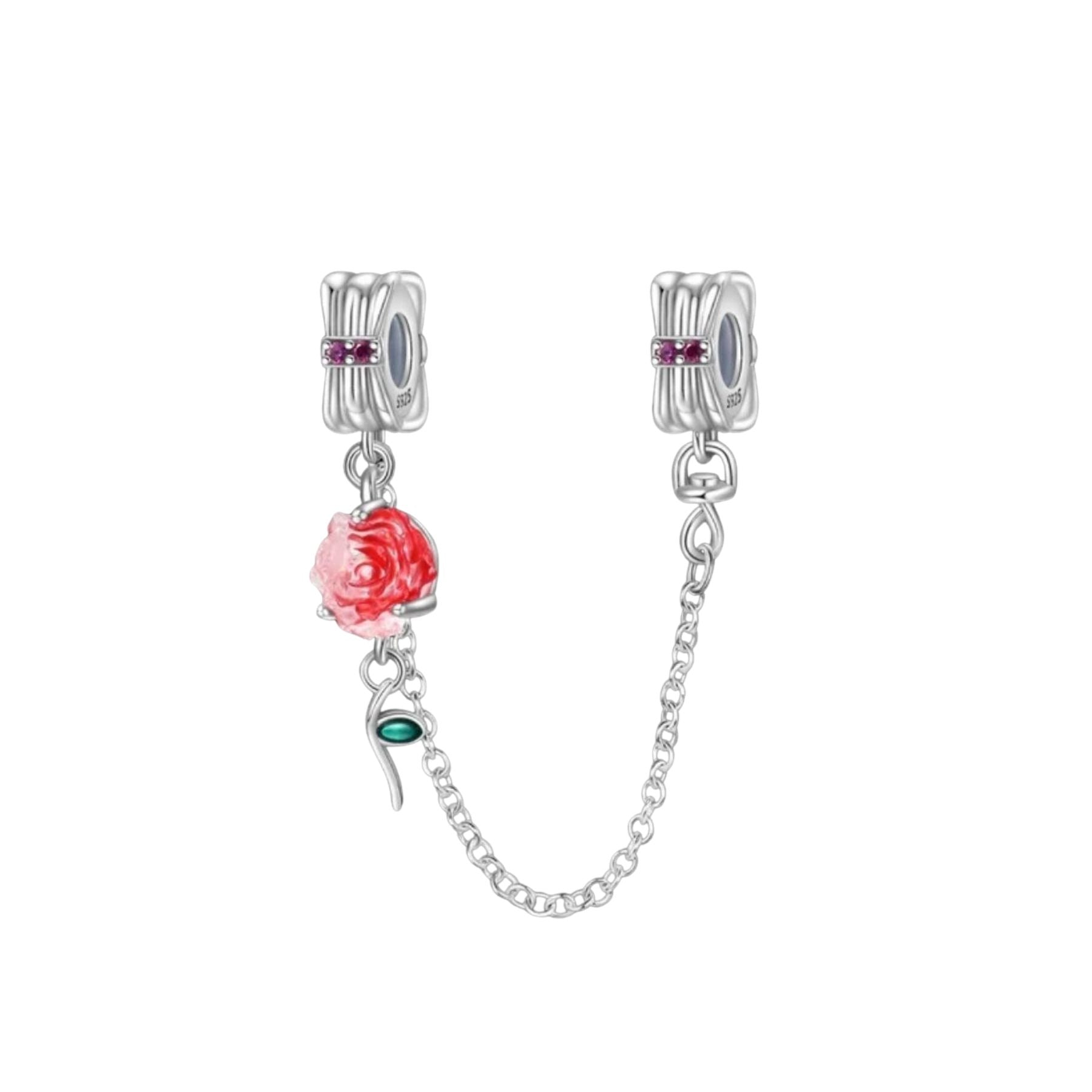 Charm Cadena De Seguridad Rosa Roja