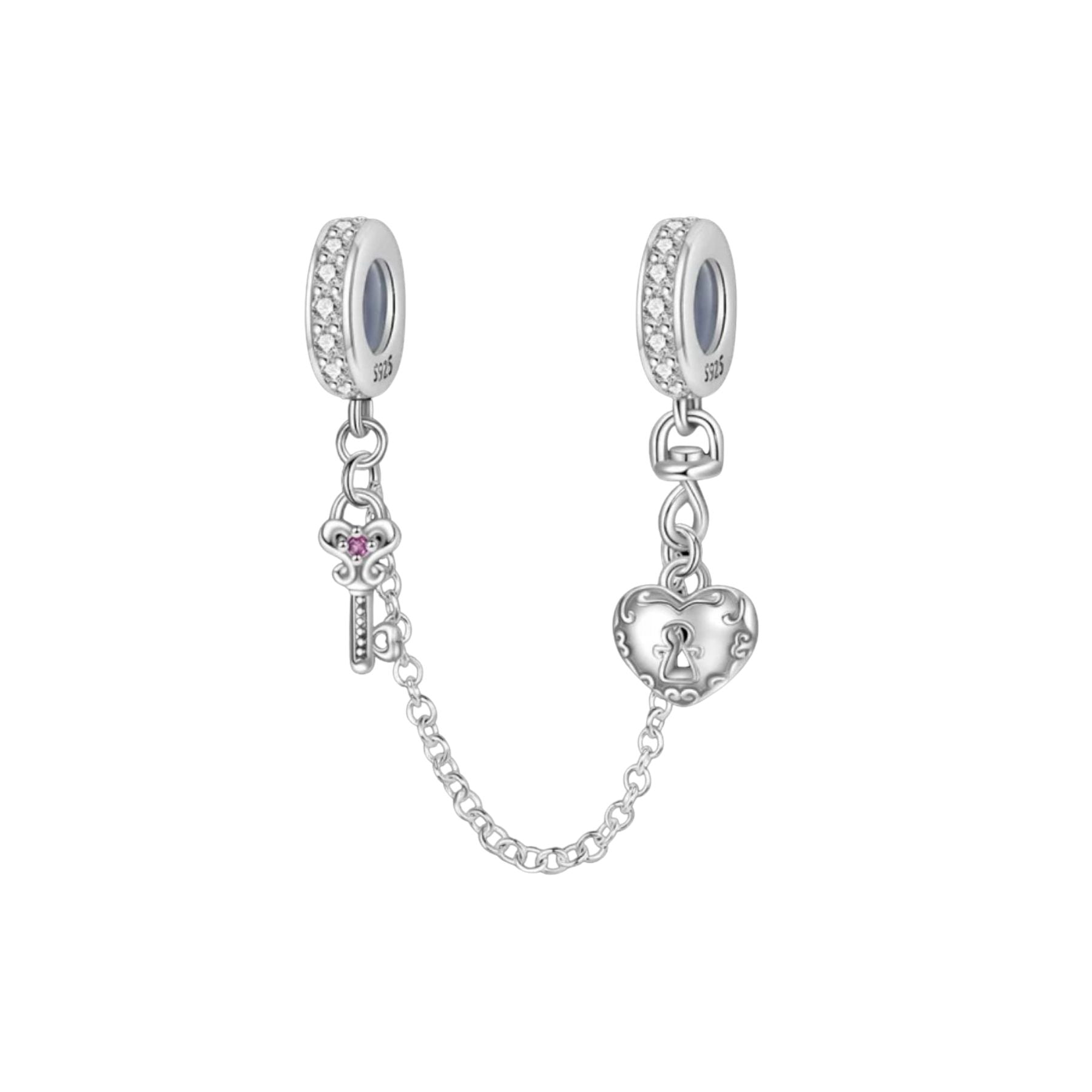 Charm Cadena De Seguridad Corazón Candado Y Llave