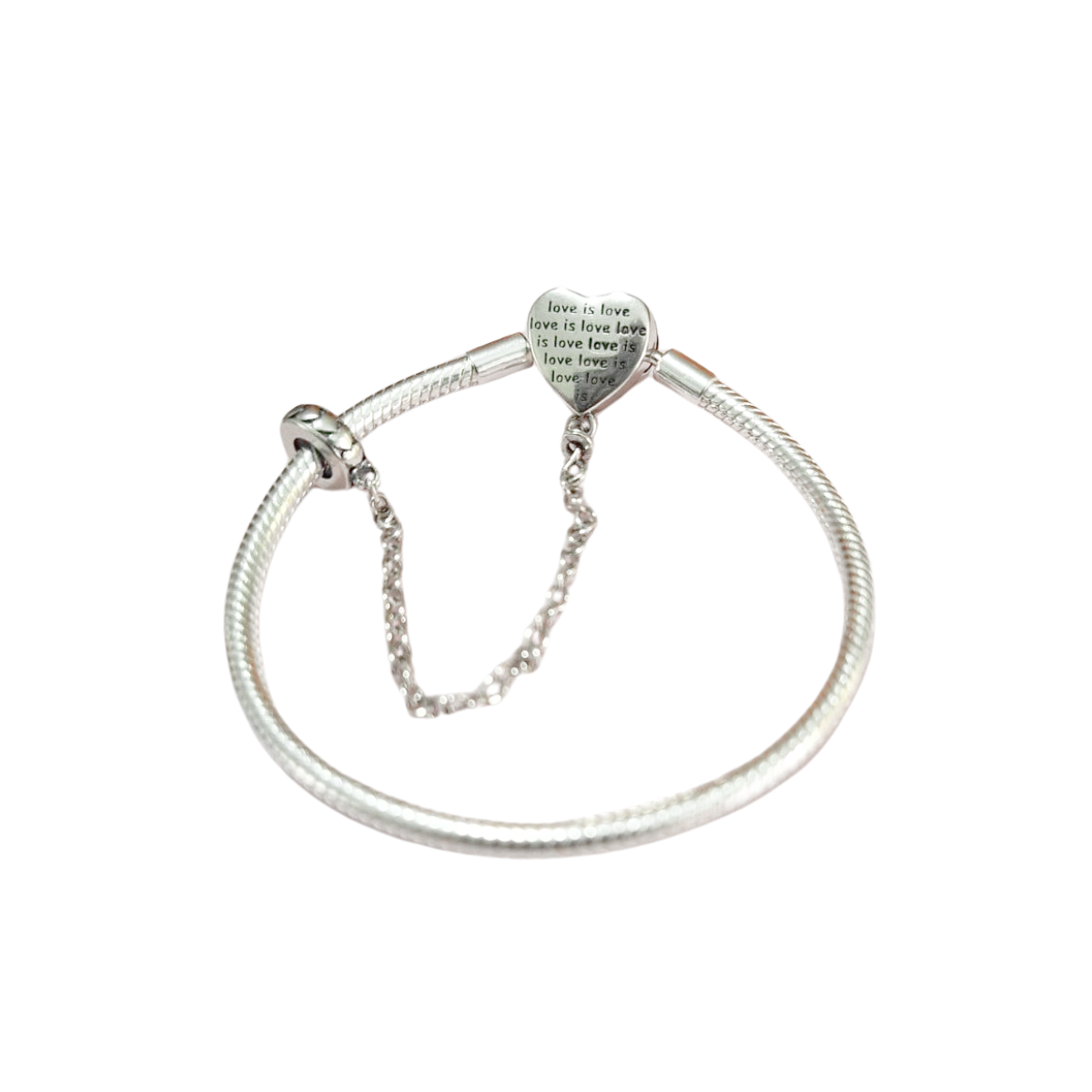 Brazalete Corazón Cristal Rosa Con Cadena De Seguridad