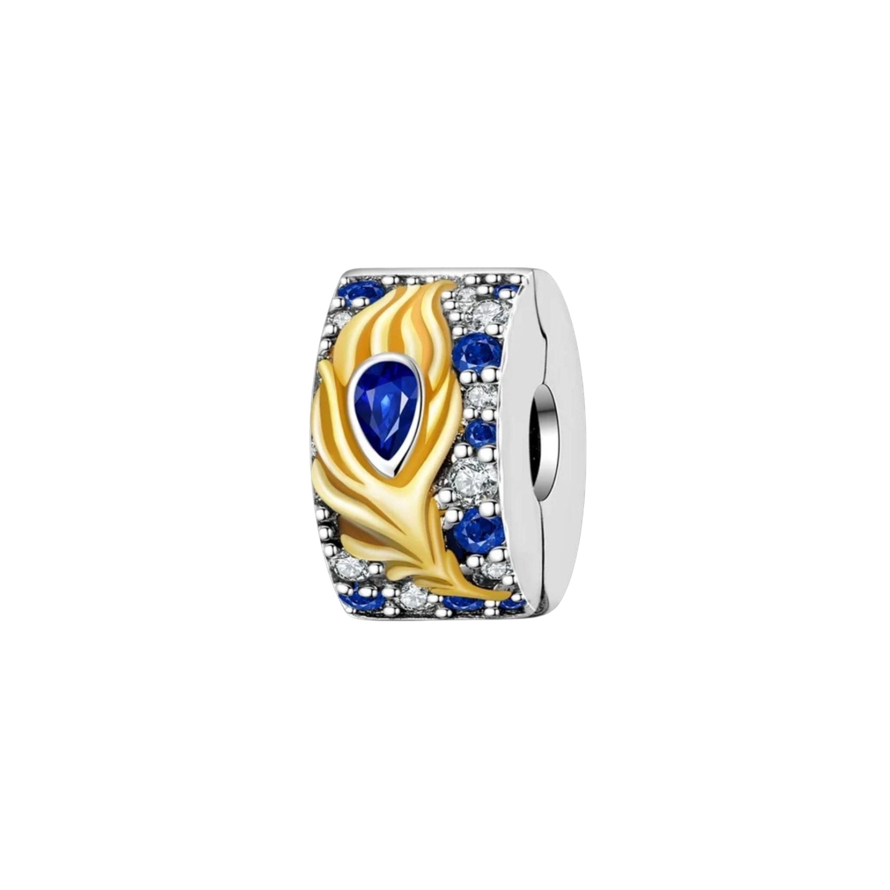 Charm Clip Pluma De Pavo Real