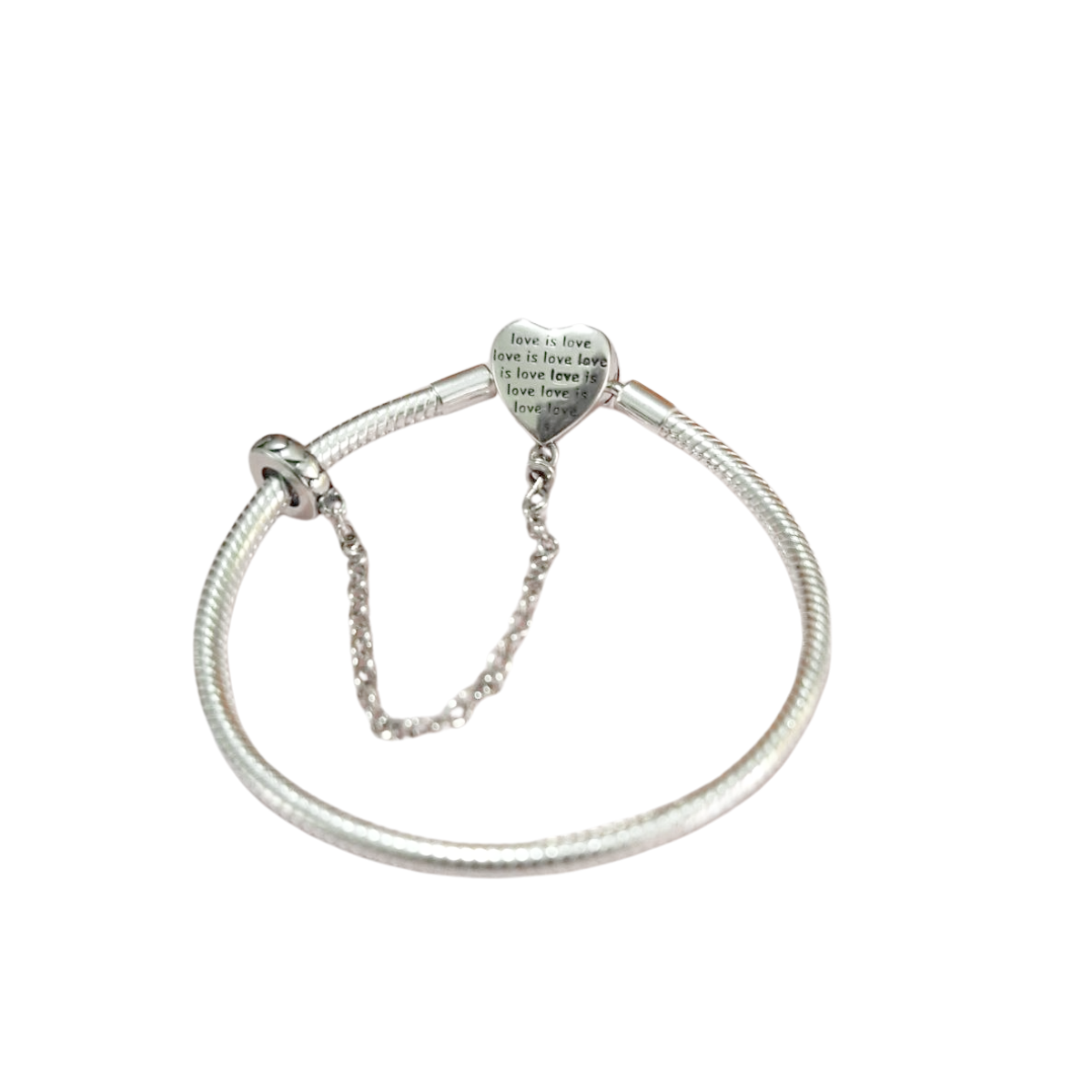 Brazalete Corazón Cristal Rosa Con Cadena De Seguridad