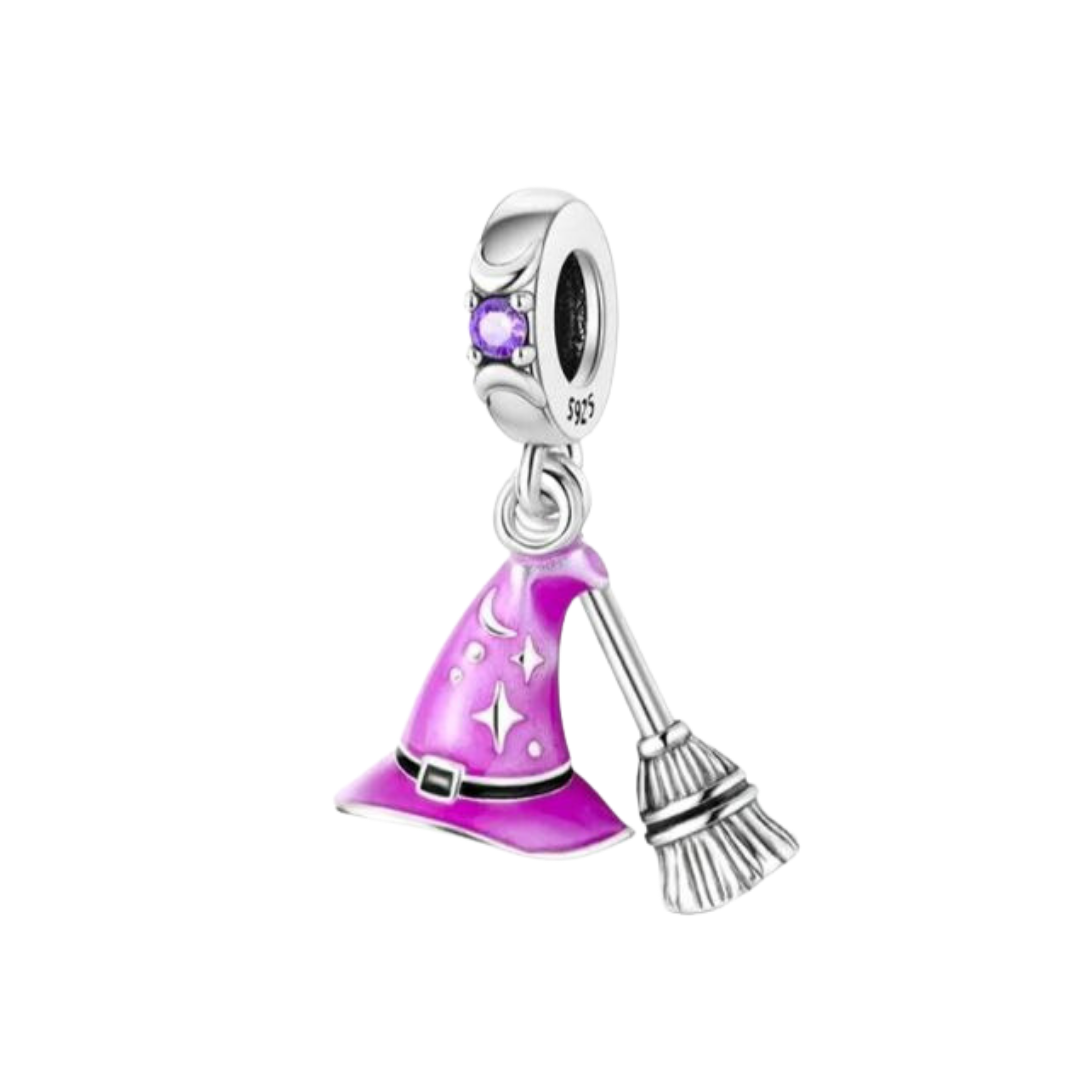 Charm Sombrero Bruja Con Escoba
