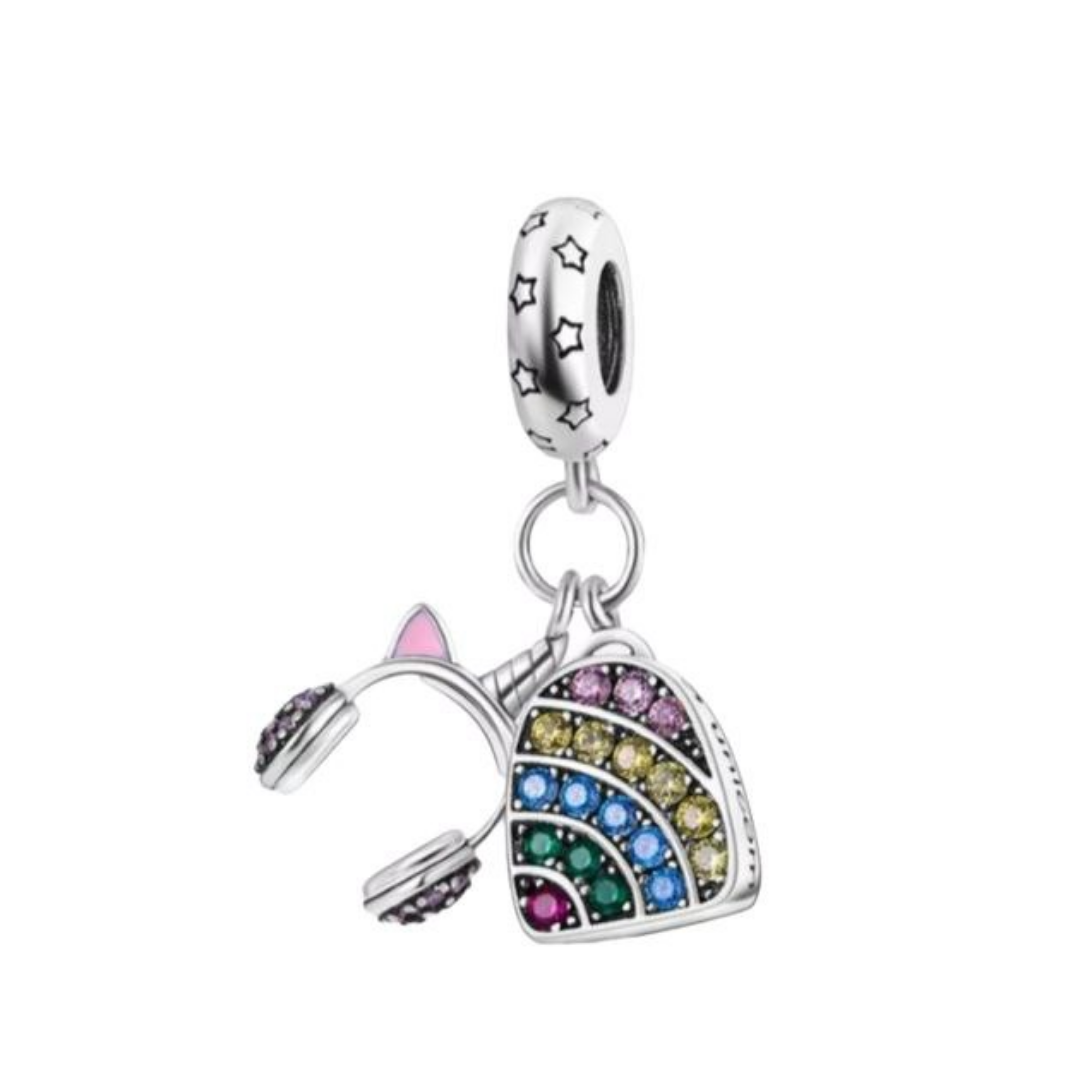 Charm Mochila Arcoíris Y Audífonos