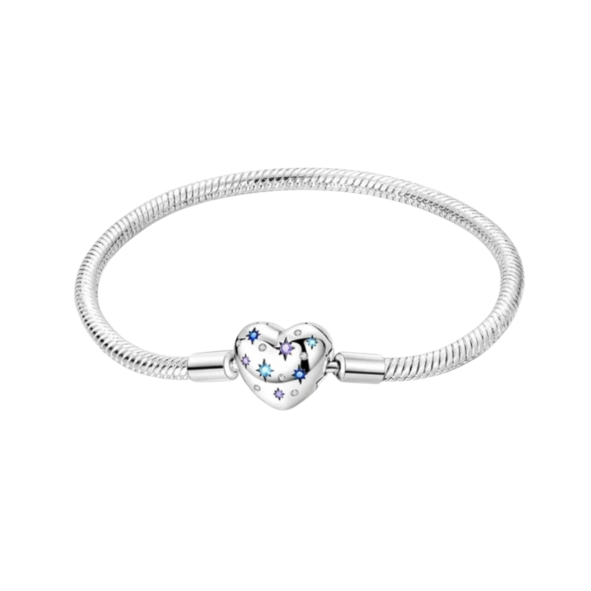Brazalete Corazón Cristales Azules Y Lilas