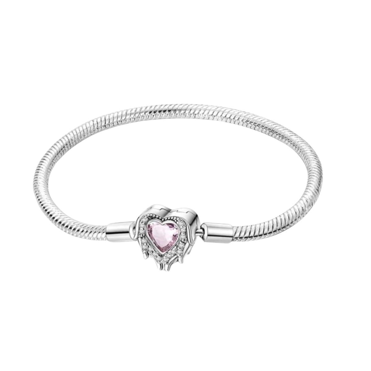 Brazalete Corazón Rosa Con Alas De Cristal