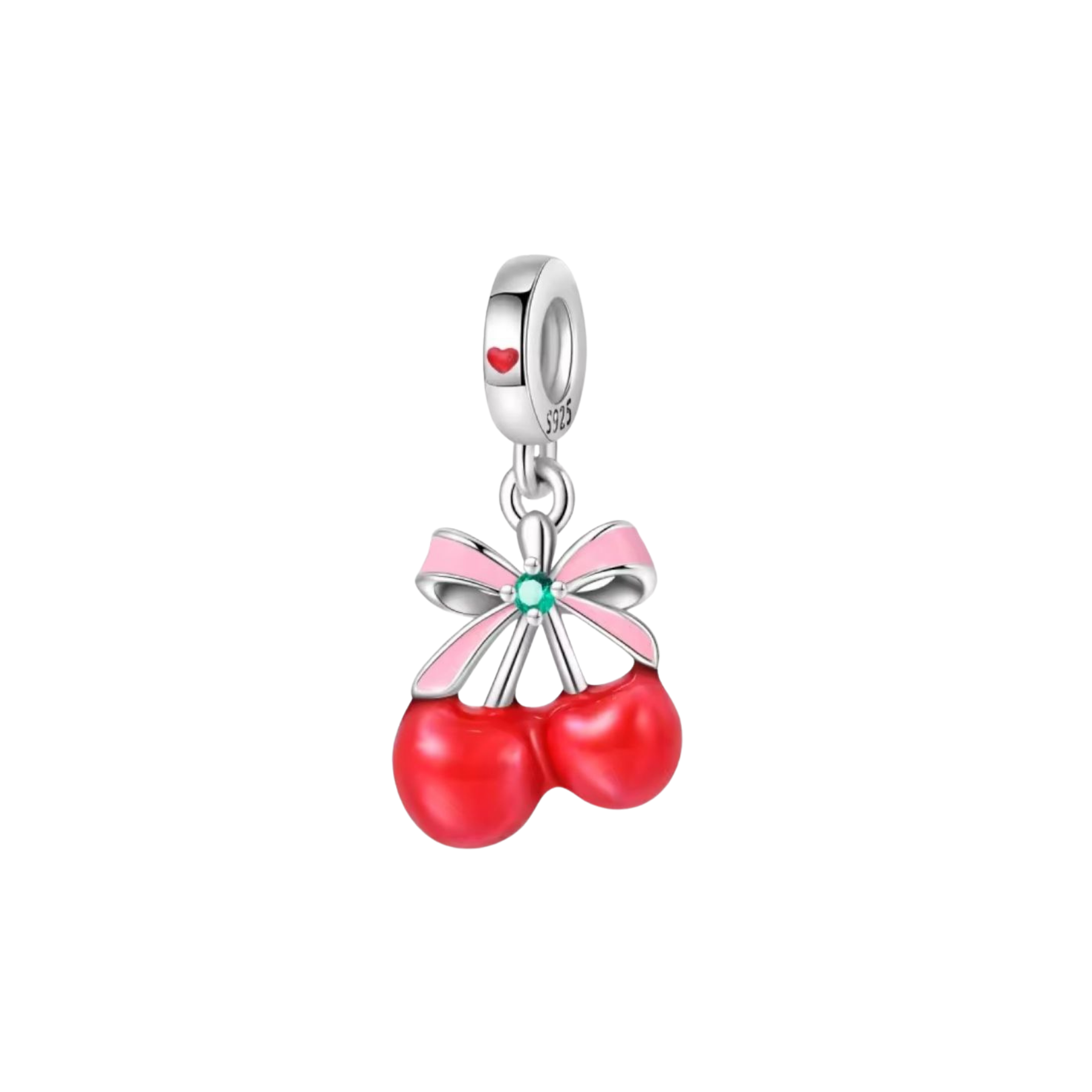 Charm Cerezas Con Moño Rosa