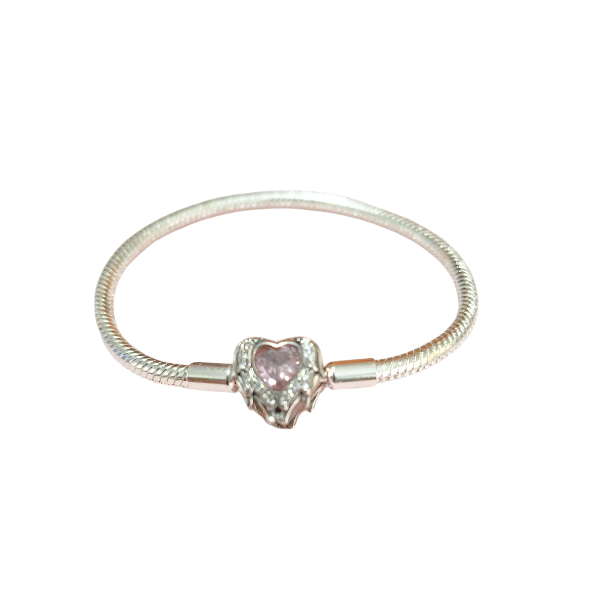 Brazalete Corazón Rosa Con Alas De Cristal