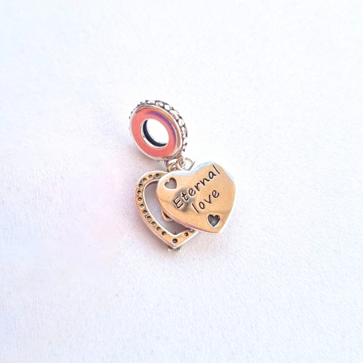 Charm Corazón Rosa Pastel y Dije de Corazón Con Estrella