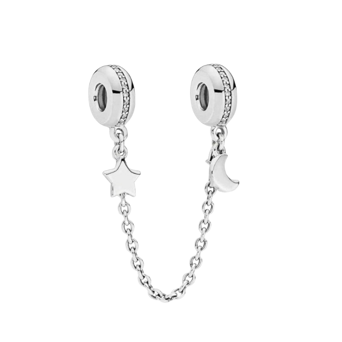 Charm Cadena De Seguridad Estrella Y Luna