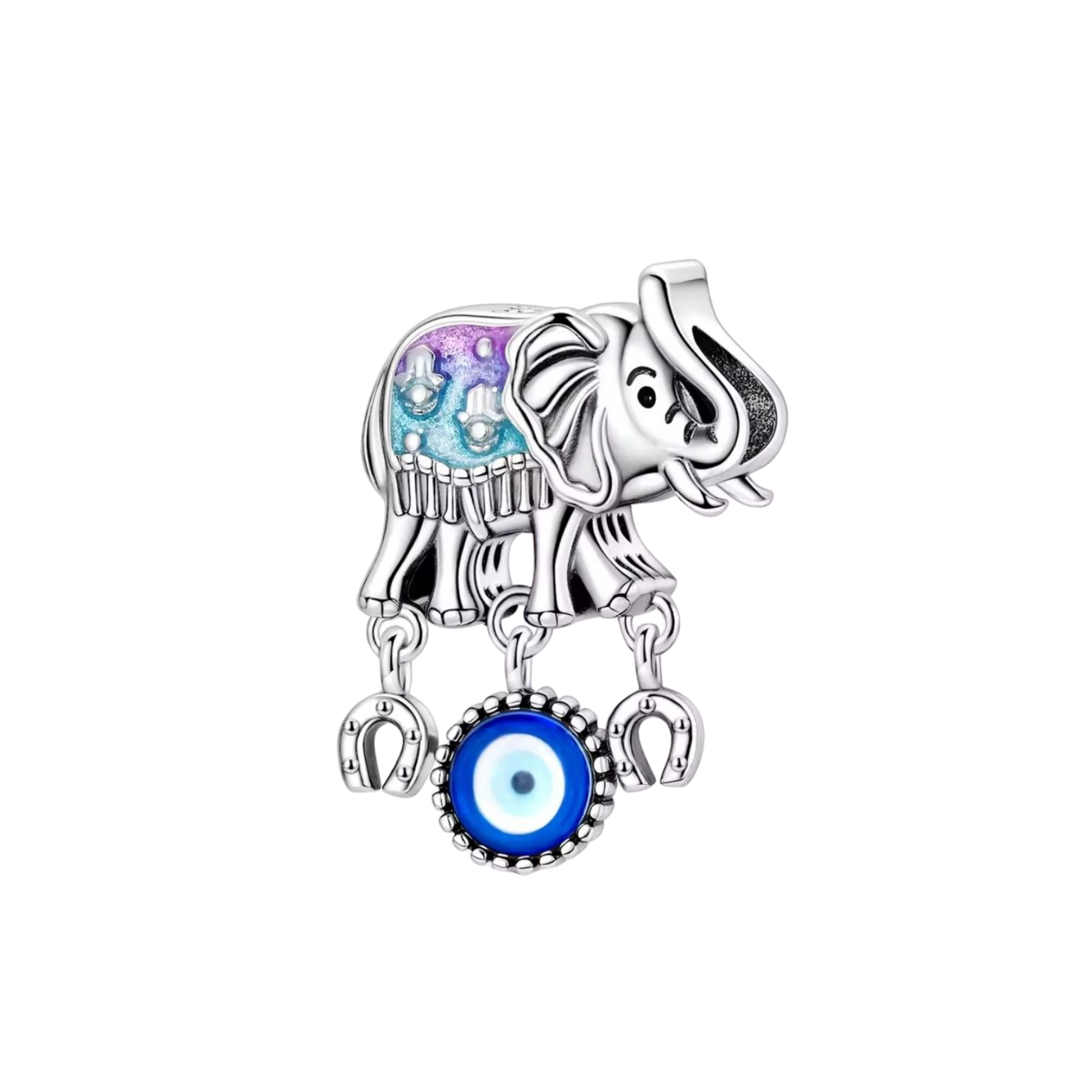 Charm Elefante De La Suerte Con Ojo Turco