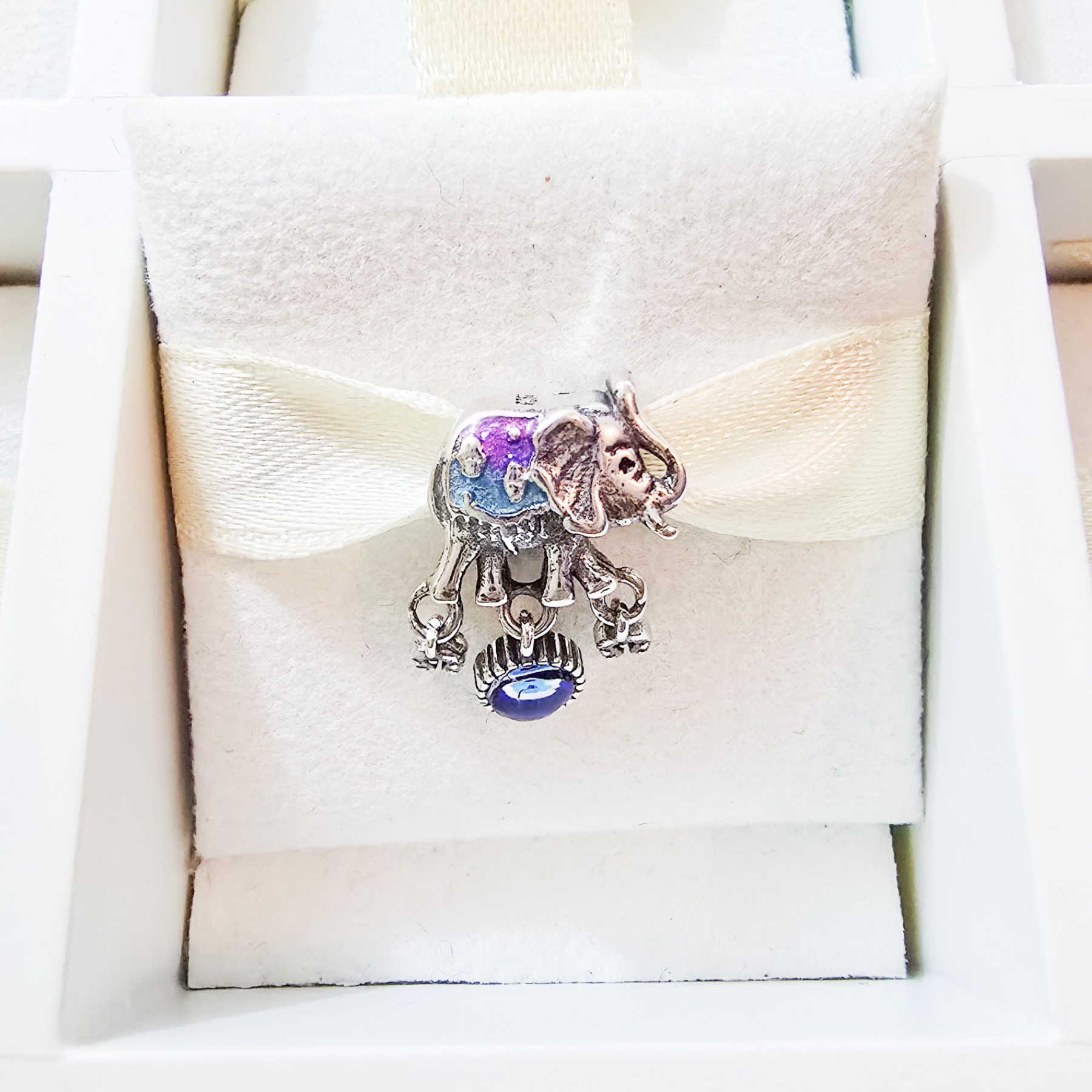 Charm Elefante De La Suerte Con Ojo Turco