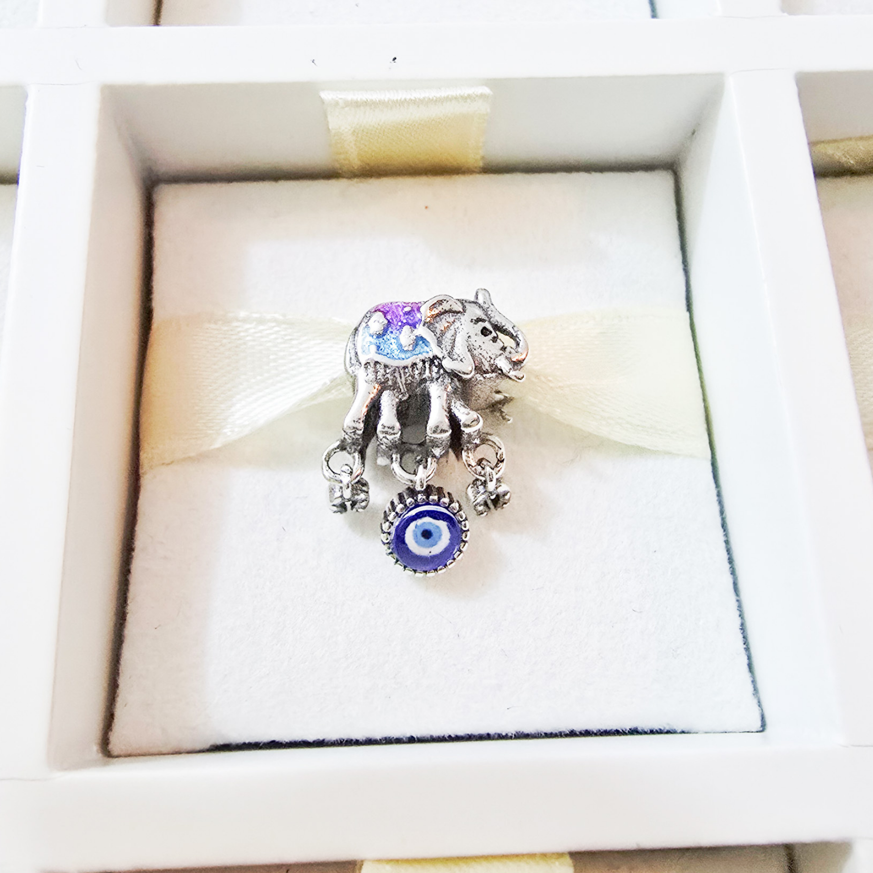 Charm Elefante De La Suerte Con Ojo Turco