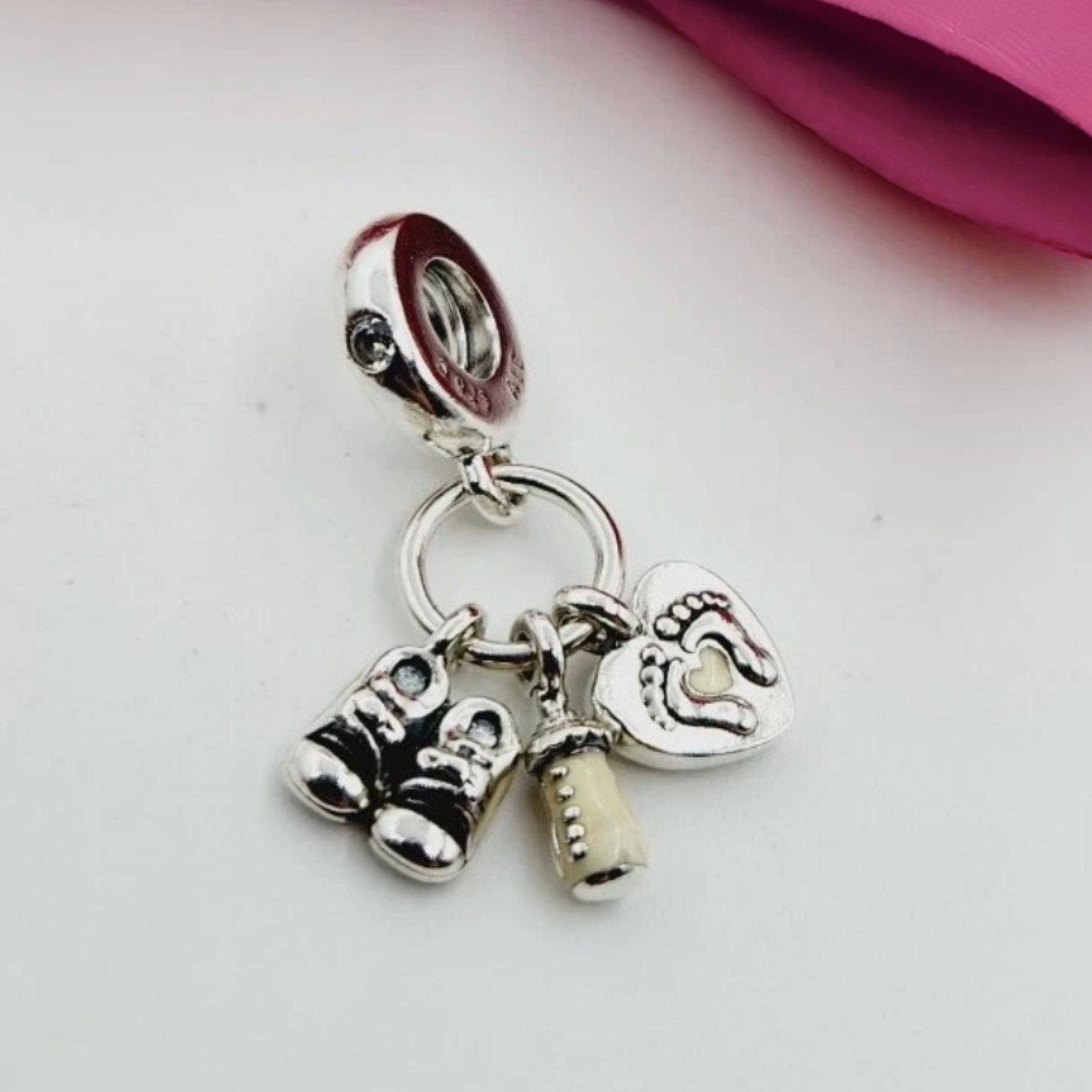 Charm Biberón, Zapatos Y Corazón Bebé