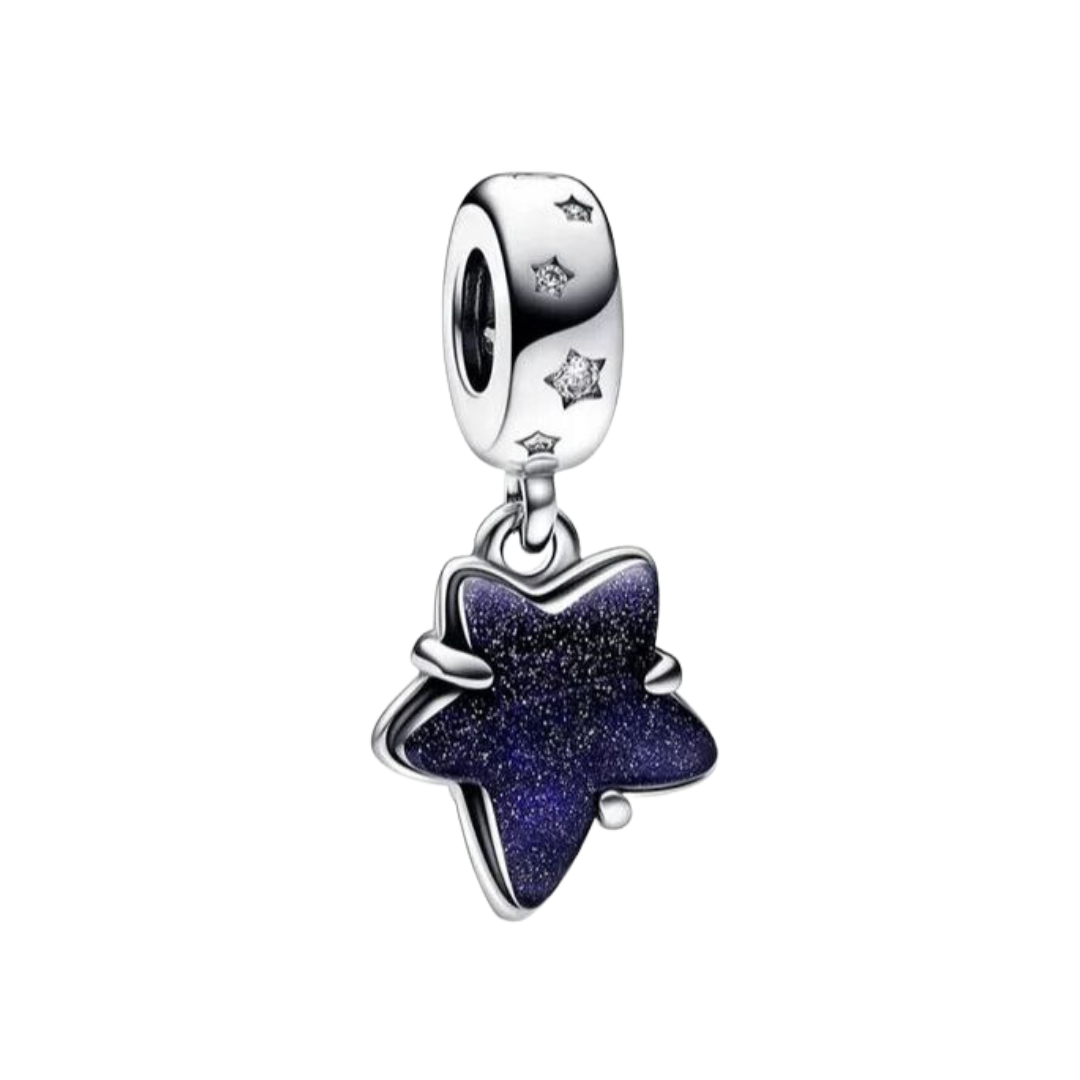 Charm Estrella Azul Con Destellos