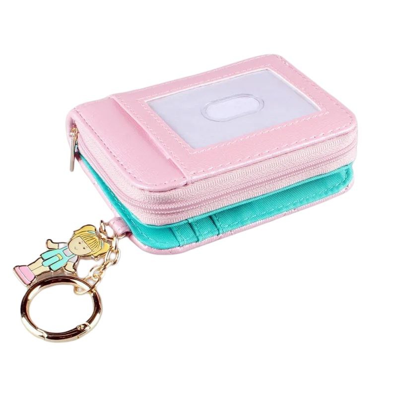 Cartera Monedero Polly Pocket Rosa/Azul y Dije