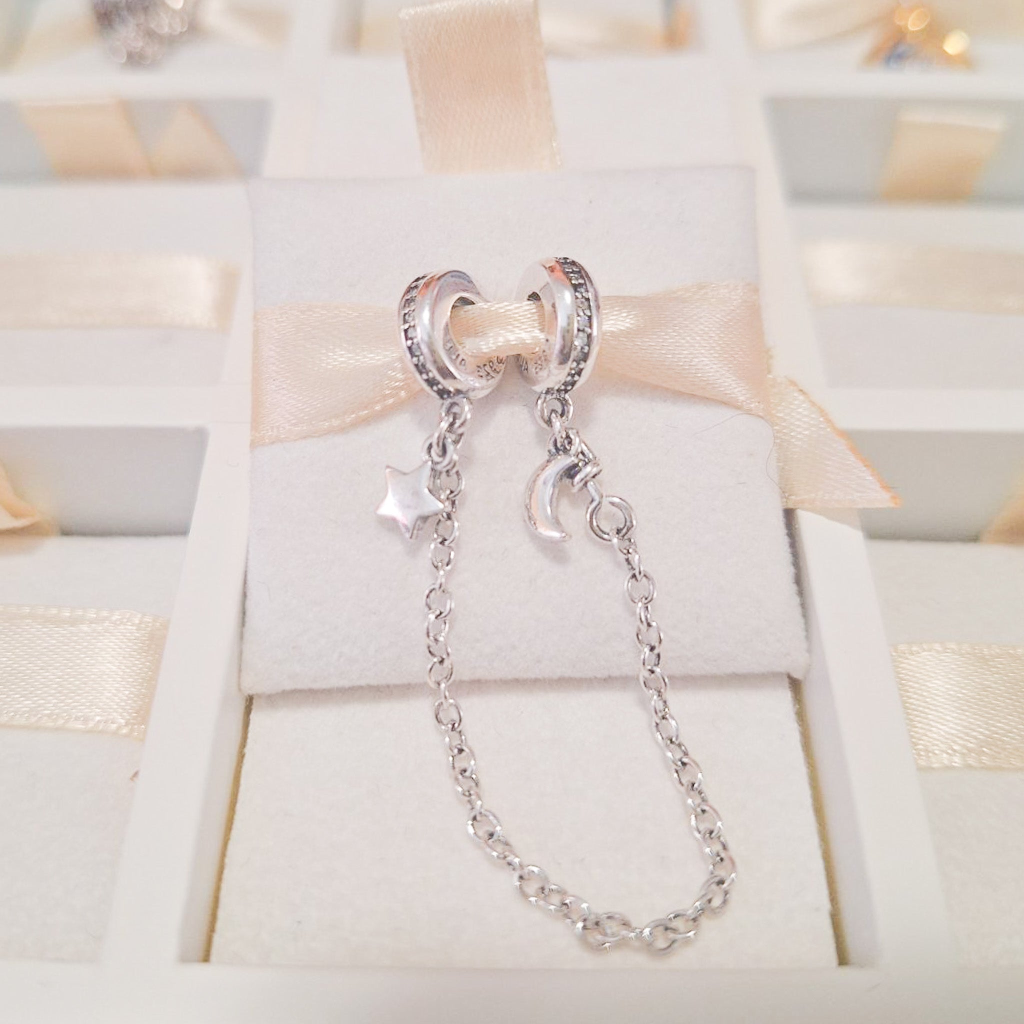 Charm Cadena De Seguridad Estrella Y Luna