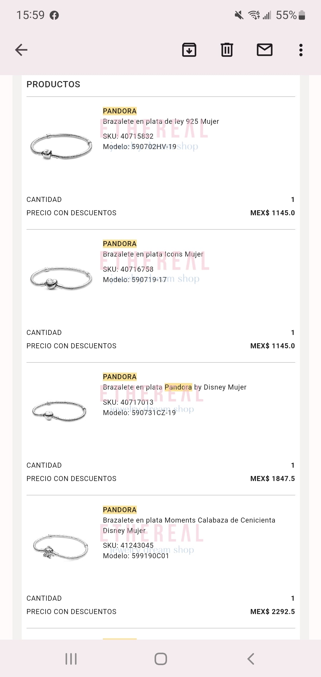 Brazalete en plata Moments Calabaza de Cenicienta Disney