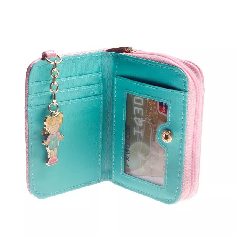 Cartera Monedero Polly Pocket Rosa/Azul y Dije