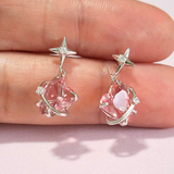 Cargar imagen en la galería, Aretes Corazones Cristal Rosa