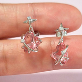 Cargar imagen en la galería, Aretes Corazones Cristal Rosa