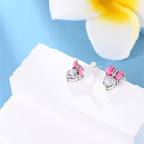 Cargar imagen en la galería, Aretes Corazones Con Moño Rosa
