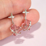 Cargar imagen en la galería, Aretes Corazones Cristal Rosa