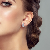 Cargar imagen en la galería, Aretes Huggies Ópalo Con Cristales Morados Y Azules