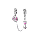 Cargar imagen en la galería, Charm Cadena De Seguridad Flor Rosa Y Flecha