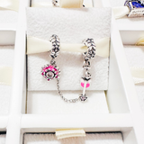 Cargar imagen en la galería, Charm Cadena De Seguridad Flor Rosa Y Flecha