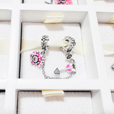 Cargar imagen en la galería, Charm Cadena De Seguridad Flor Rosa Y Flecha