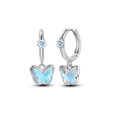 Cargar imagen en la galería, Aretes Huggies Mariposas Azul Tornasol