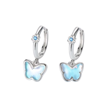 Cargar imagen en la galería, Aretes Huggies Mariposas Azul Tornasol