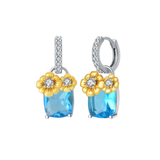 Cargar imagen en la galería, Aretes Rectangulares Azules Con Flores