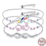 Cargar imagen en la galería, Pulsera Ajustable Infinito Flores Rosas